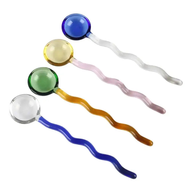 Wavy colorful glass spoon coffee stirring rod kitchen set