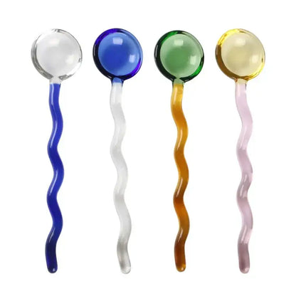 Wavy colorful glass spoon coffee stirring rod kitchen set