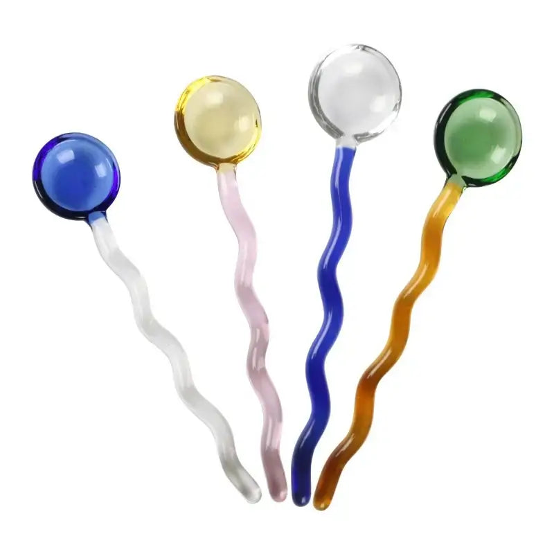 Wavy colorful glass spoon coffee stirring rod kitchen set