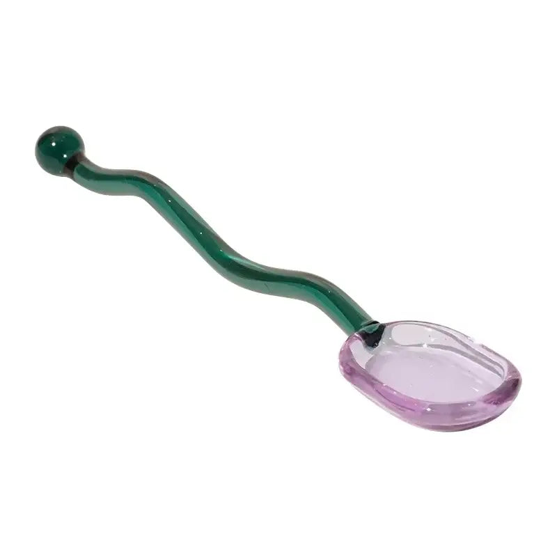 Wavy colorful glass spoon coffee stirring rod kitchen set