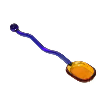 Wavy colorful glass spoon coffee stirring rod kitchen set