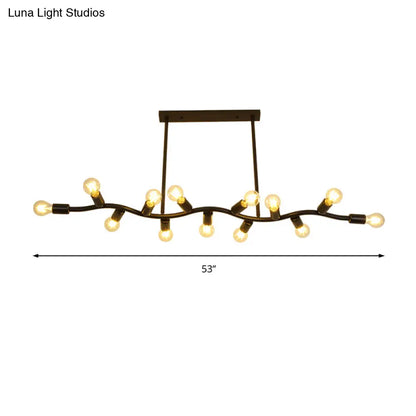 DecorBites™ Wavy Iron Ceiling Pendant: Modern 13-Head Black Hanging Light for Kitchen Island