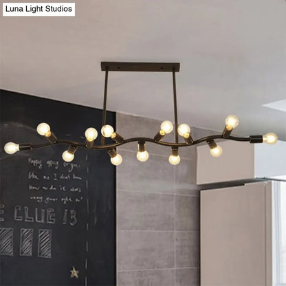 DecorBites™ Wavy Iron Ceiling Pendant: Modern 13-Head Black Hanging Light for Kitchen Island