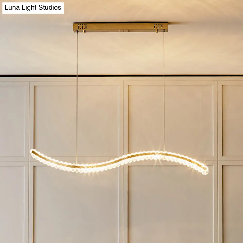 DecorBites™ Wavy K9 Crystal LED Pendant Lighting for Dining Room - Simplicity Island Ceiling Light