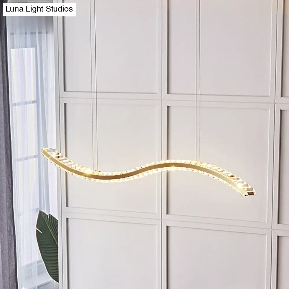 DecorBites™ Wavy K9 Crystal LED Pendant Lighting for Dining Room - Simplicity Island Ceiling Light