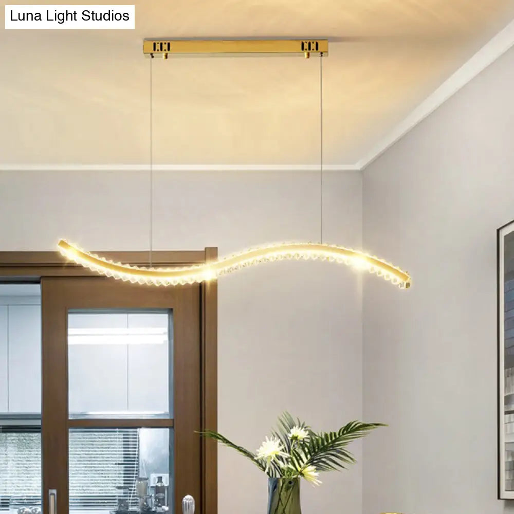 DecorBites™ Wavy K9 Crystal LED Pendant Lighting for Dining Room - Simplicity Island Ceiling Light