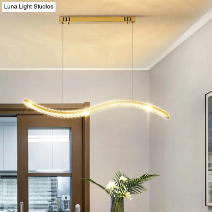 DecorBites™ Wavy K9 Crystal LED Pendant Lighting for Dining Room - Simplicity Island Ceiling Light