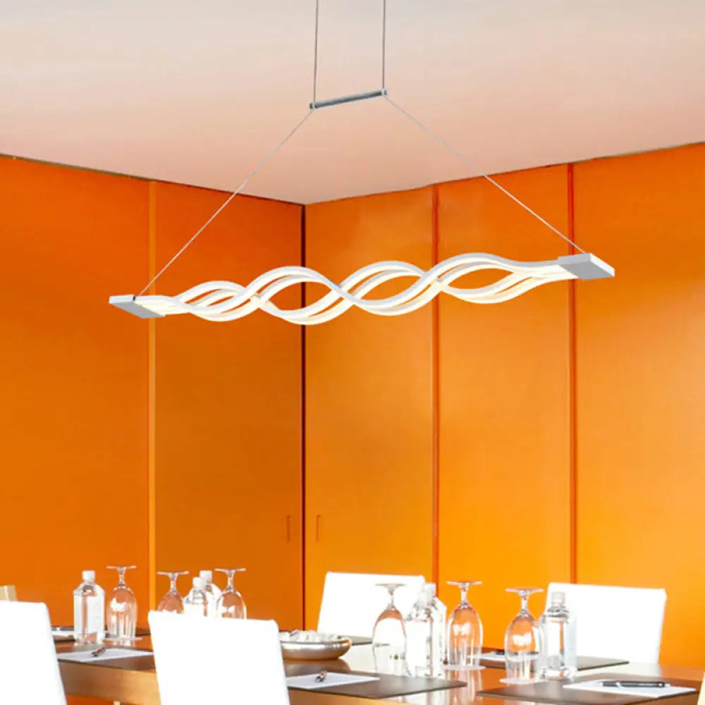 DecorBites™ Wavy Line Minimalist Acrylic LED Island Pendant Light with Warm/White Glow