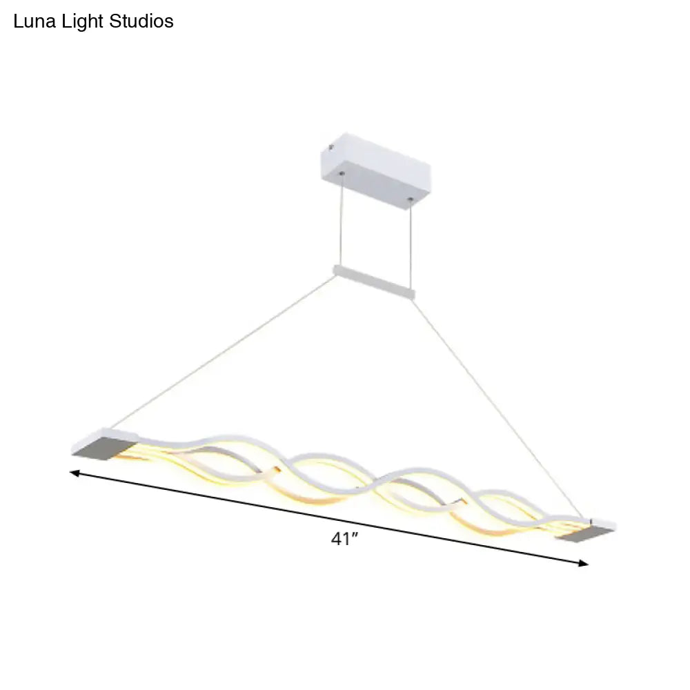 DecorBites™ Wavy Line Minimalist Acrylic LED Island Pendant Light with Warm/White Glow