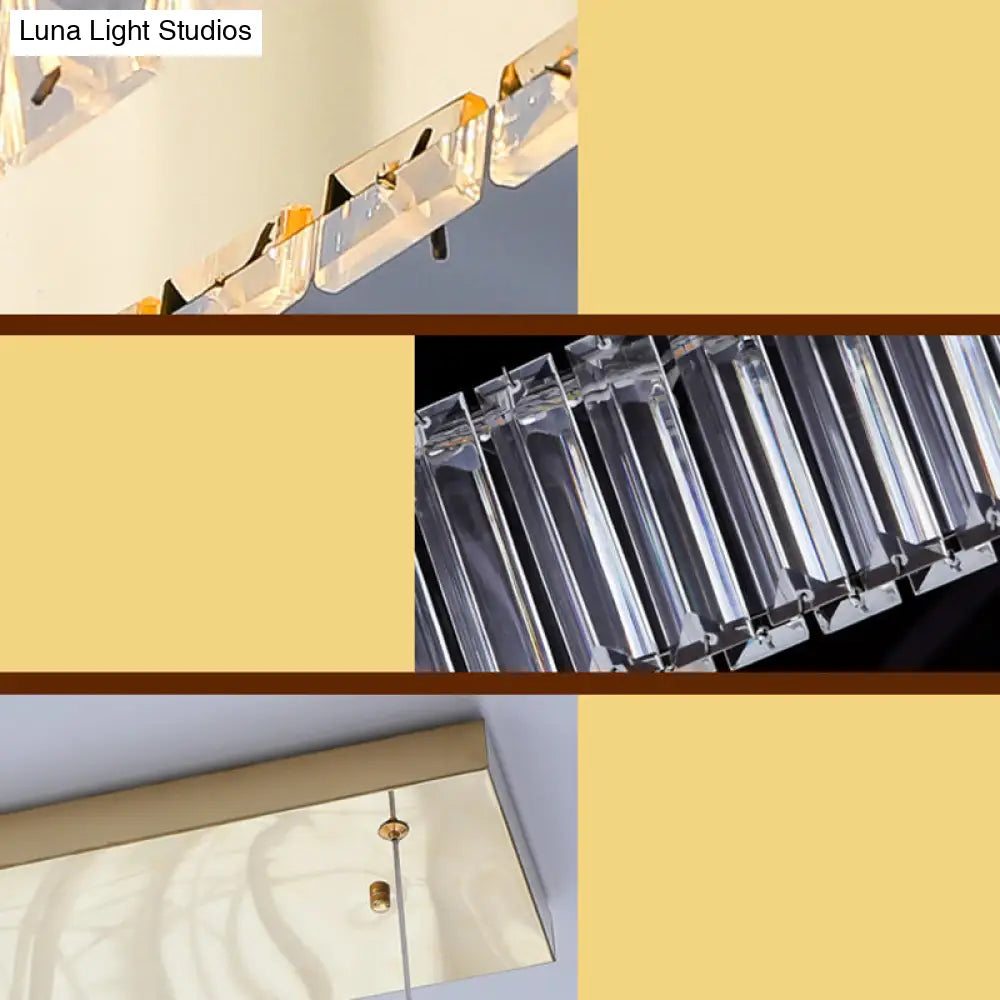 DecorBites™ Wavy Prismatic Crystal LED Pendant Lamp for Restaurants in Brass Finish