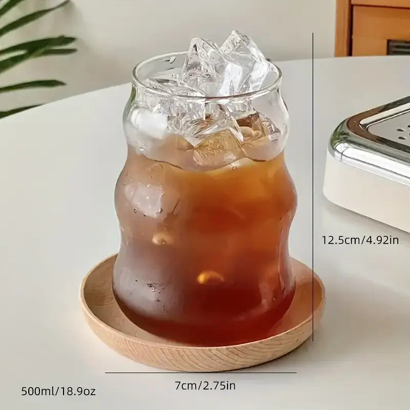 Wavy ribbed clear glass cup 500ml ins glass kitchen tumbler