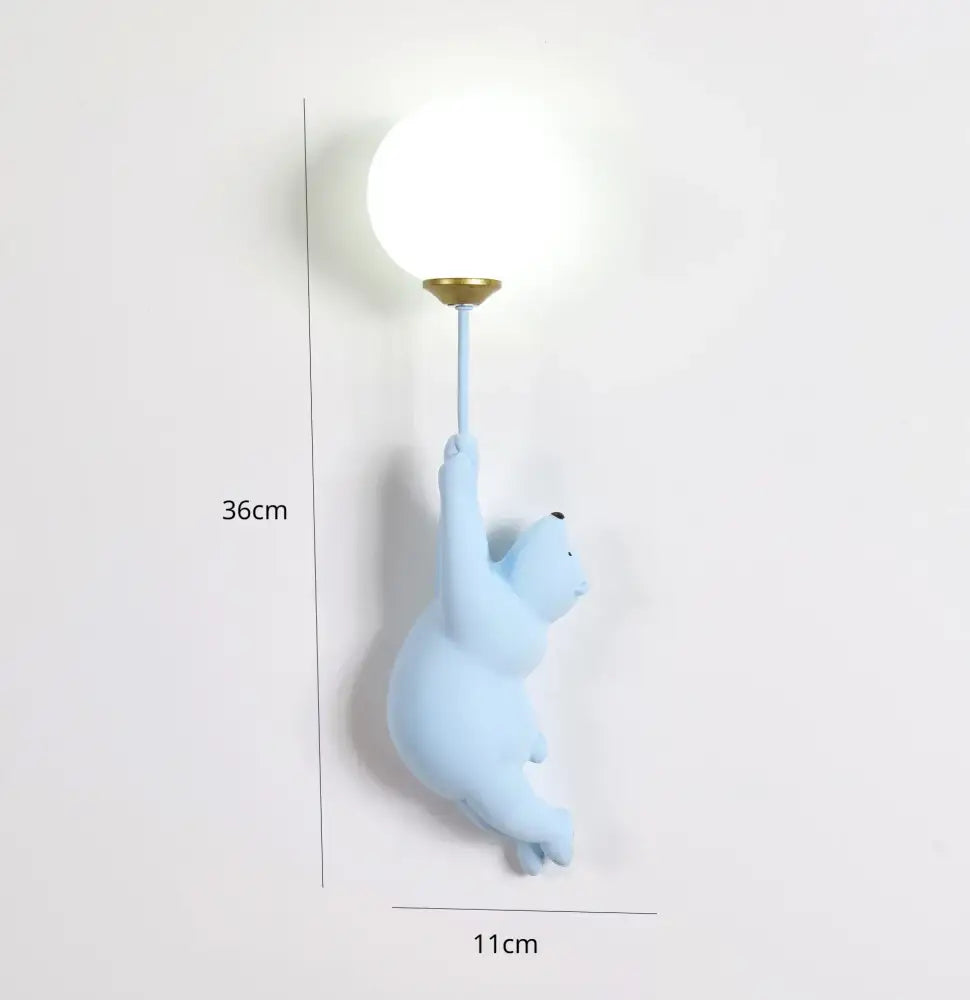 Whimsical bear 3d moon wall lamp bedroom interior lighting