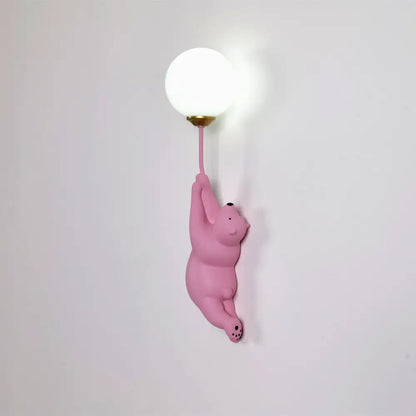 Whimsical bear 3d moon wall lamp bedroom interior lighting