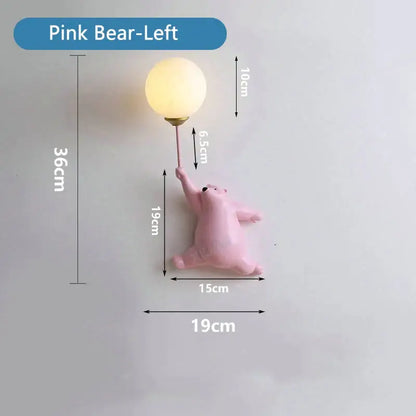 Whimsical bear 3d moon wall lamp bedroom interior lighting