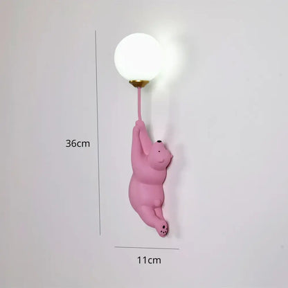 Whimsical bear 3d moon wall lamp bedroom interior lighting