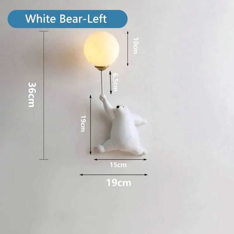 Whimsical bear 3d moon wall lamp bedroom interior lighting