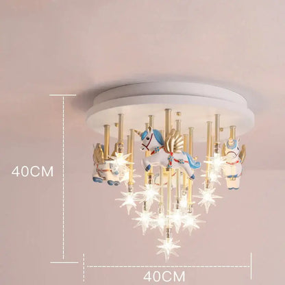 Whimsical blue & white anime animal ceiling light kids bedroom