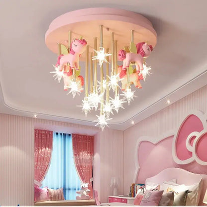 Whimsical blue & white anime animal ceiling light kids bedroom