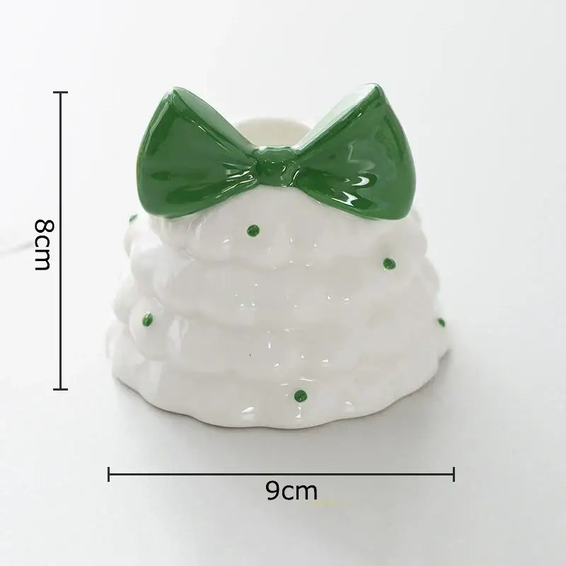Whimsical ceramic bowknot tree candle holder dining room decor