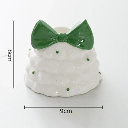 Whimsical ceramic bowknot tree candle holder dining room decor