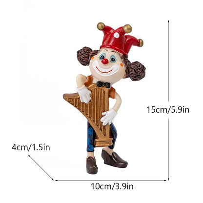 Whimsical clown resin art statue living room accordion figurine