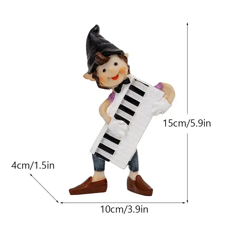 Whimsical clown resin art statue living room accordion figurine