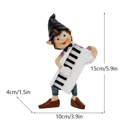 Whimsical clown resin art statue living room accordion figurine