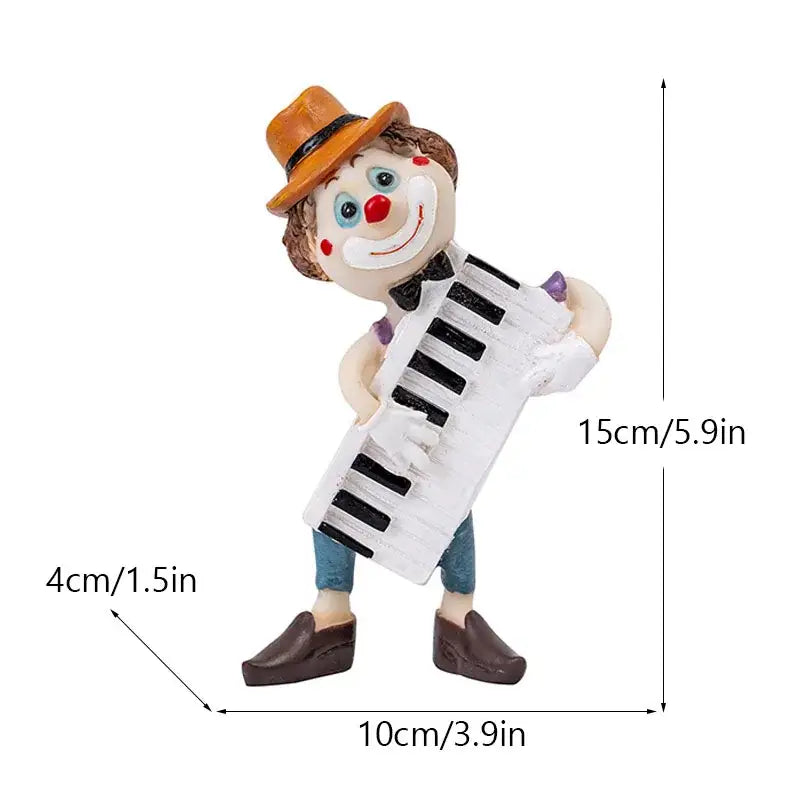 Whimsical clown resin art statue living room accordion figurine