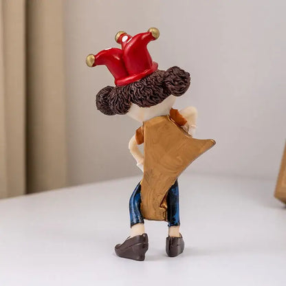 Whimsical clown resin art statue living room accordion figurine