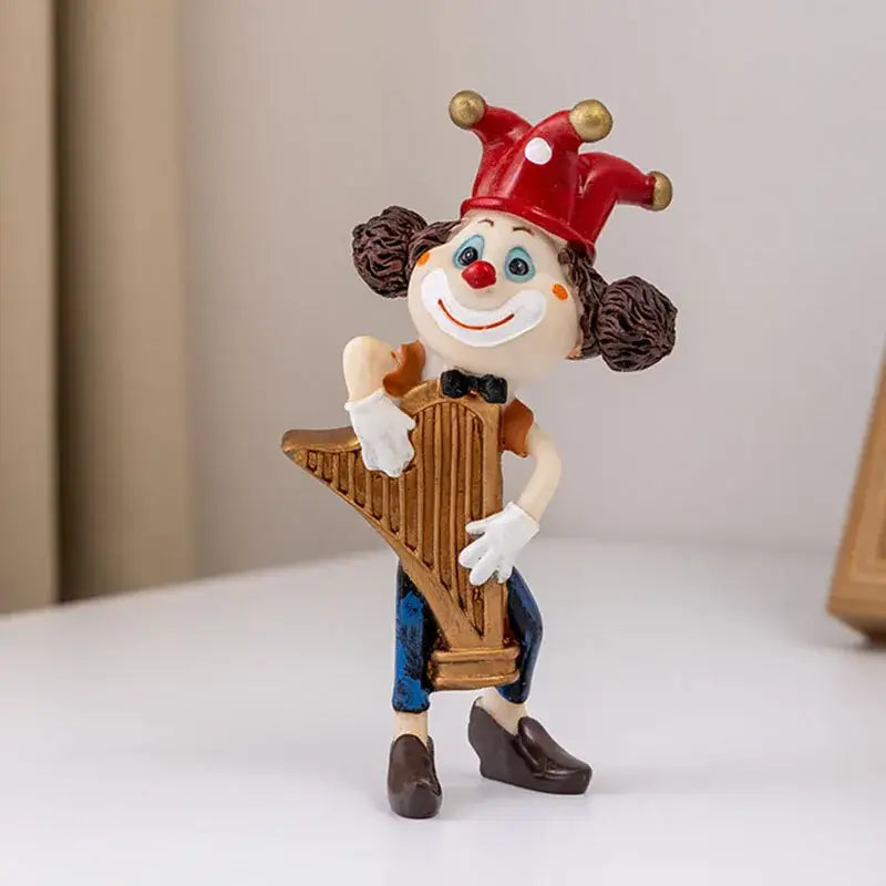 Whimsical clown resin art statue living room accordion figurine