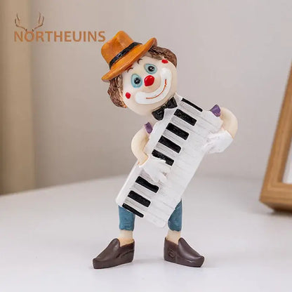 Whimsical clown resin art statue living room accordion figurine