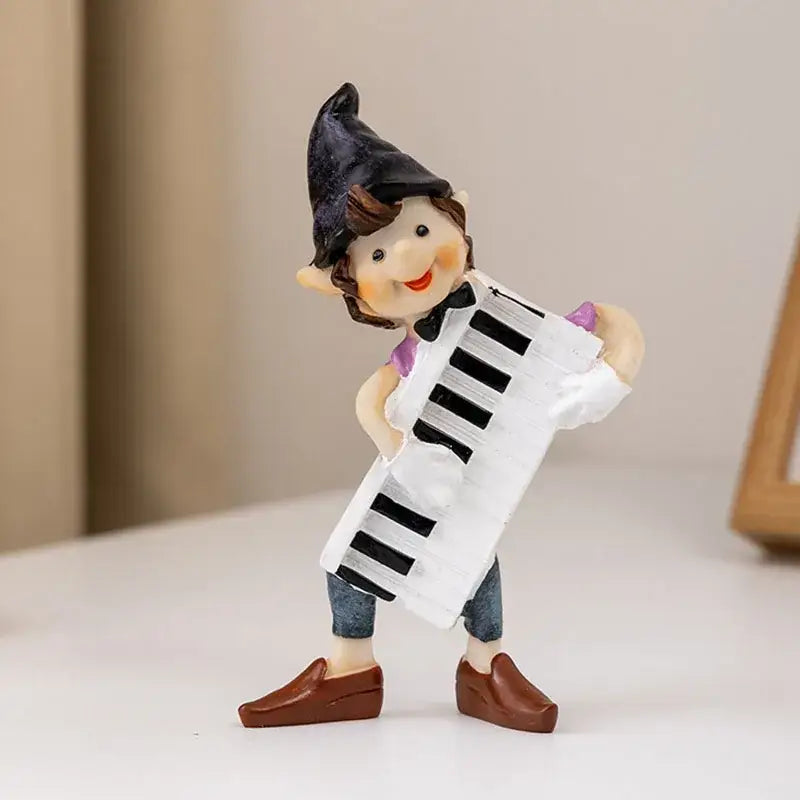Whimsical clown resin art statue living room accordion figurine