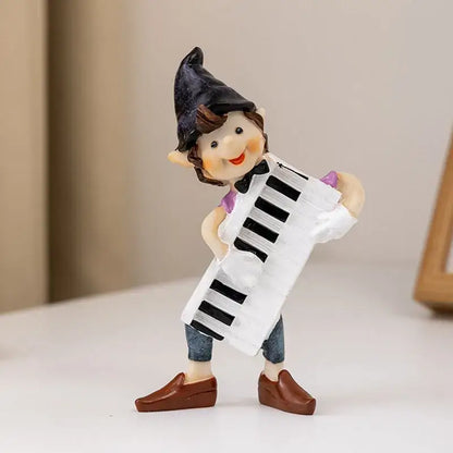 Whimsical clown resin art statue living room accordion figurine