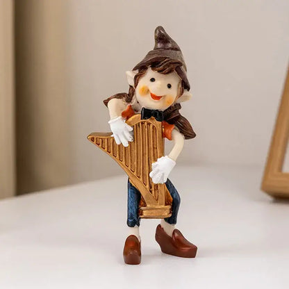 Whimsical clown resin art statue living room accordion figurine