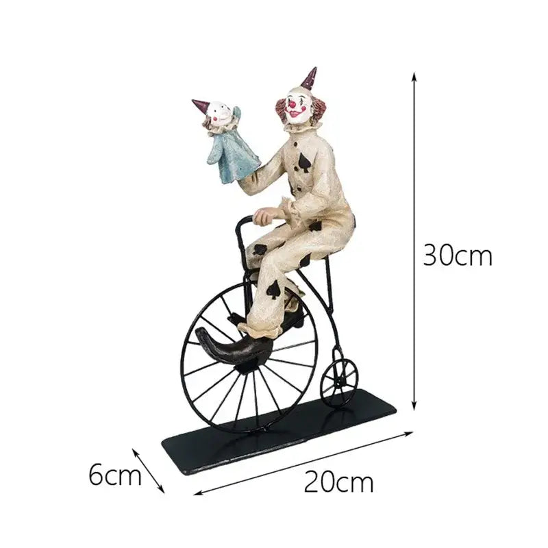 Whimsical cream circus clown joker figurine set living room decor