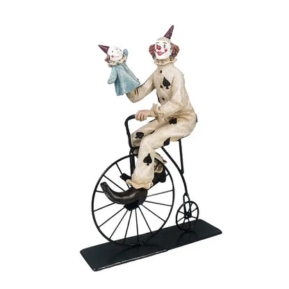 Whimsical cream circus clown joker figurine set living room decor
