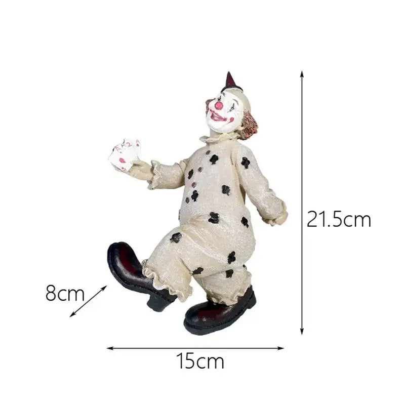 Whimsical cream circus clown joker figurine set living room decor