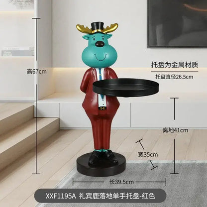Whimsical dapper deer landing tray ornament for living room decor