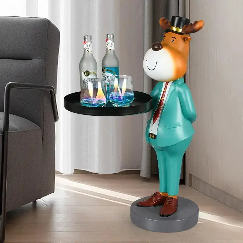 Whimsical dapper deer landing tray ornament for living room decor