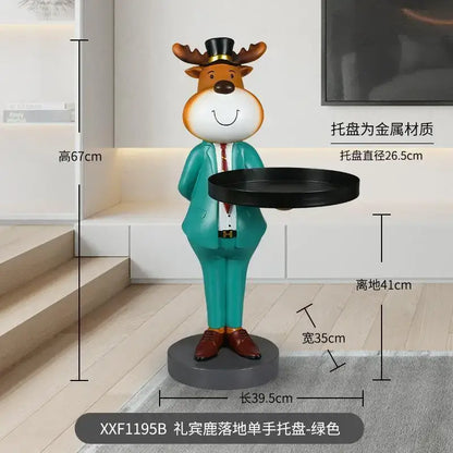 Whimsical dapper deer landing tray ornament for living room decor