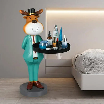 Whimsical dapper deer landing tray ornament for living room decor