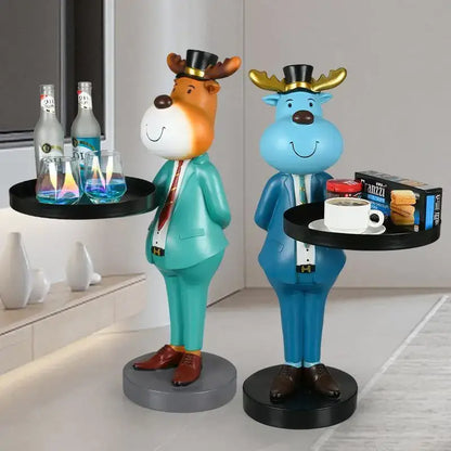Whimsical dapper deer landing tray ornament for living room decor
