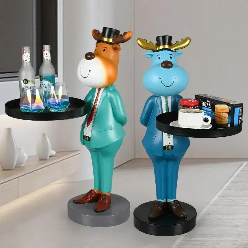 Whimsical dapper deer landing tray ornament for living room decor