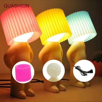 Whimsical orange creative night light – bedroom standing figure lamp