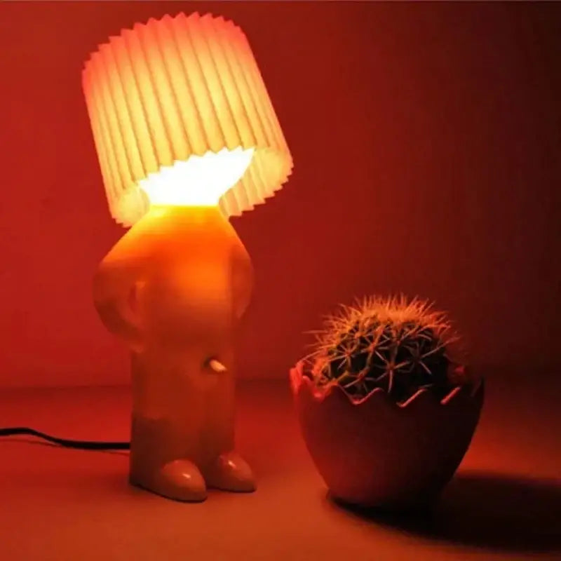 Whimsical orange creative night light – bedroom standing figure lamp
