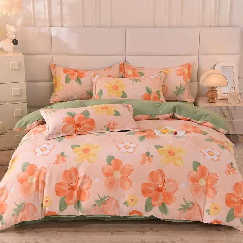Whimsical pastel mint cotton thickened bedding set bedroom decor