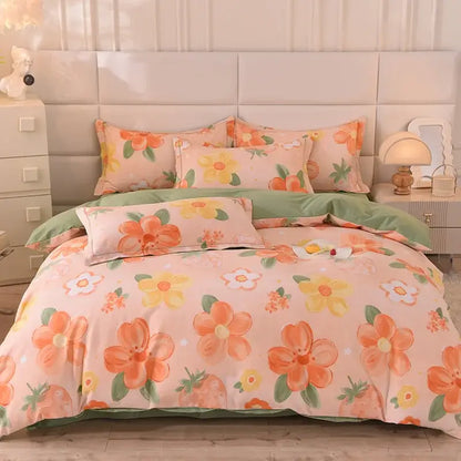 Whimsical pastel mint cotton thickened bedding set bedroom decor