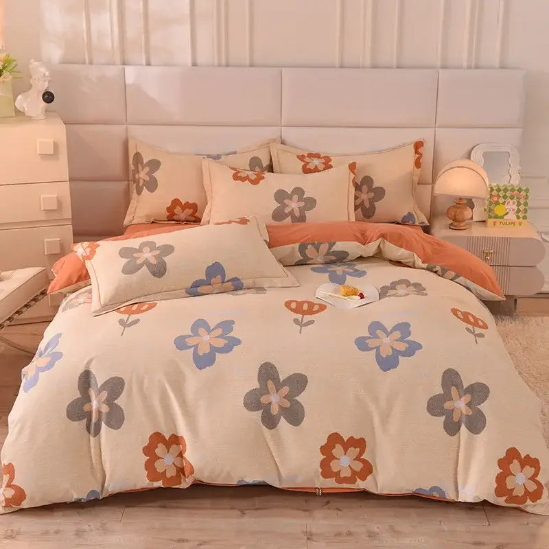 Whimsical pastel mint cotton thickened bedding set bedroom decor