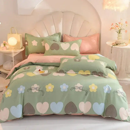 Whimsical pastel mint cotton thickened bedding set bedroom decor