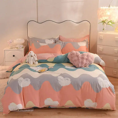 Whimsical pastel mint cotton thickened bedding set bedroom decor